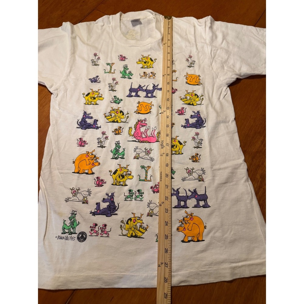 Vintage 90s Animal Sex Positions Single Stitch Humorous T-shirt Size Large - Picture 10 of 11